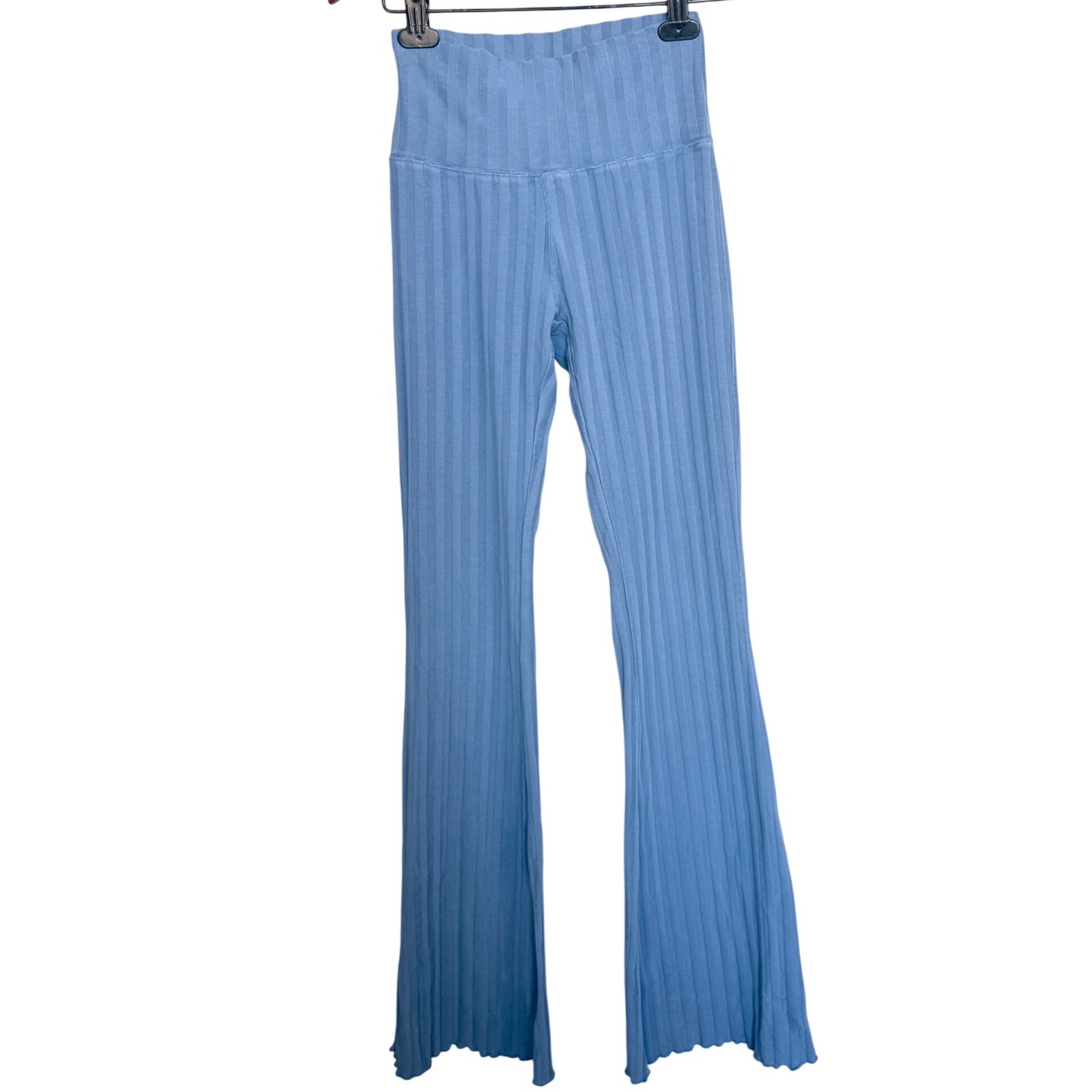Aerie Offline Ribbed Flare Leggings Blue High Rise Long Inseam Small Long S L